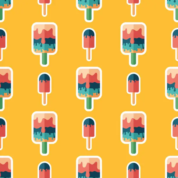 Vector illustration of Ice lolly flat art seamless pattern.