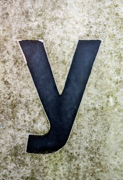 Red neon font with metallic body - Letter Y, black background, 3d render