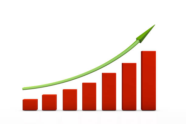 istock Red and green growth chart isolated on white background. 1128635938