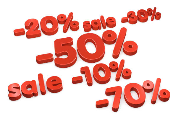 istock Set of red discounts isolated on white background. 1128635981