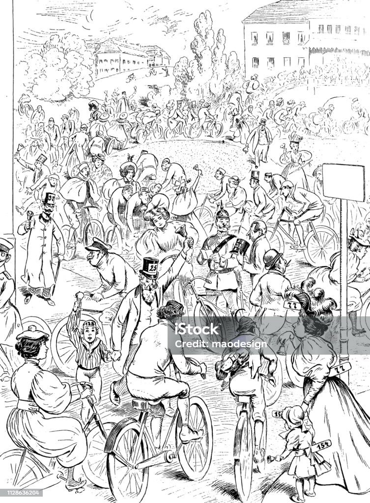 Bicycle racing - 1896 Cycling stock illustration