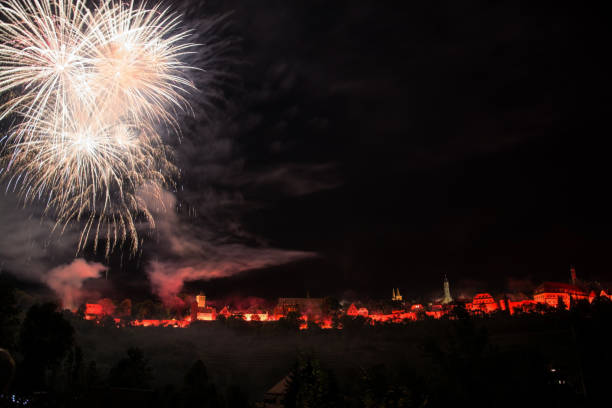 istock Fireworks at Rothenburg, Bavaria, Germany 1128638472