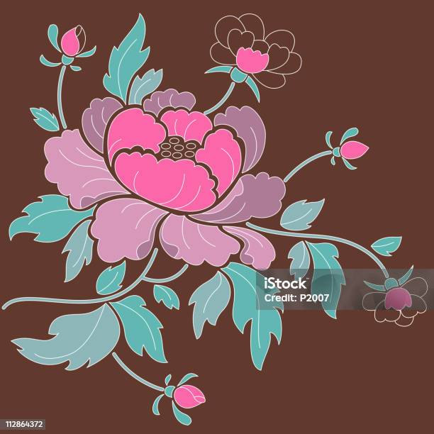 Piwonia - Stockowe grafiki wektorowe i więcej obrazów Art deco - Art deco, Kwiat - Roślina, Botanika