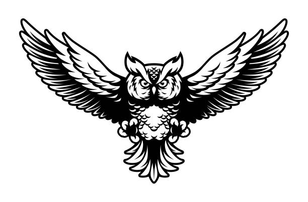 Flying Owl with Open Wings and Claws Logo Mascot in Sport Style Flying Owl with Open Wings and Claws Logo Mascot in Sport Style owl stock illustrations