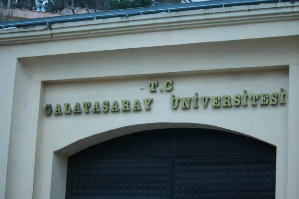 Galatasaray University entrance door. Istanbul, Turkey - February 9, 2019