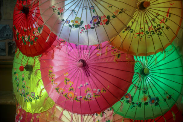 istock umbrellas made of silk; colorful and beautiful 1128649164