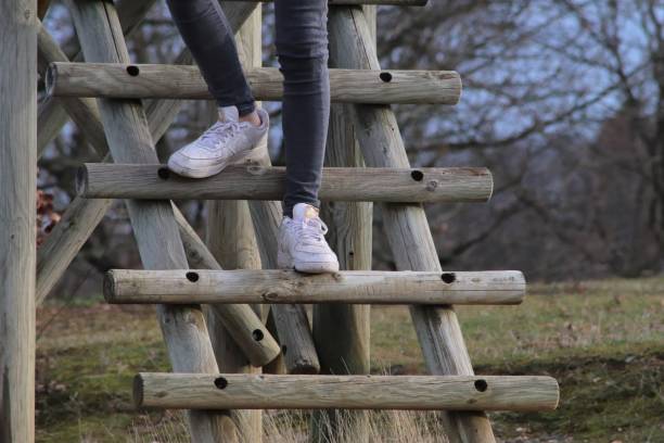 istock YOUNG DESCENDANT A WOODEN LADDER 1128652110