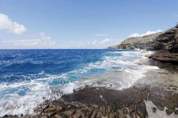 istock Waves hitting rocky coastline in Antigua 1128652760
