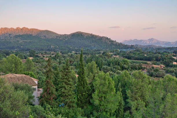 istock Landscape with valley and mountains in sunset time, Mallorca 1128653530