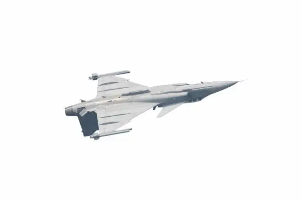 Photo of The Gripen plane above the horizon