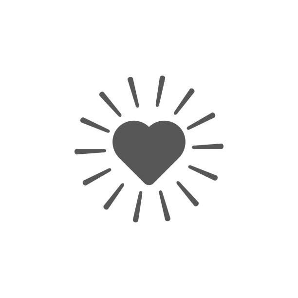 Shining heart rays icon. Simple glyph, flat vector of valentines day, love icons for UI and UX, website or mobile application Shining heart rays icon. Simple glyph, flat vector of valentines day, love icons for UI and UX, website or mobile application on white background 2 hearts stock illustrations