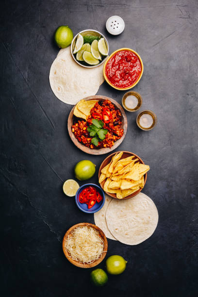 Concept of Mexican food, flat lay