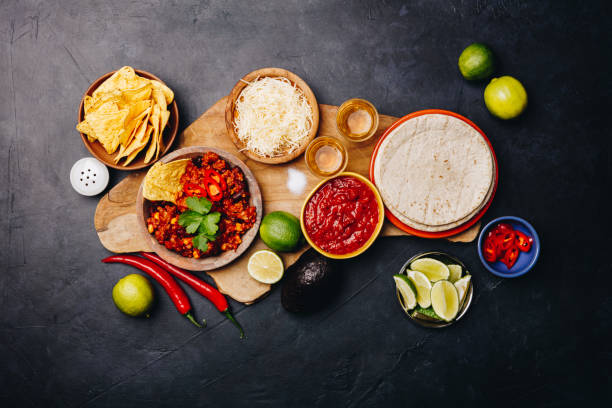 istock Concept of Mexican food, flat lay 1128657685