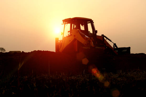 istock Jcb crane working near sand quarry 1128658492