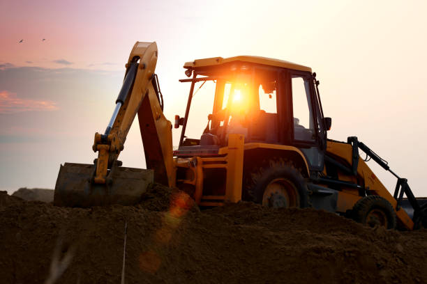 istock Jcb crane working near sand quarry 1128658504