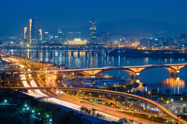 istock Seoul cityscape in twilight, South Korea. 1128661748