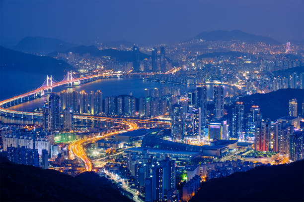 istock Busan cityscape Gwangan Bridge at night 1128661998