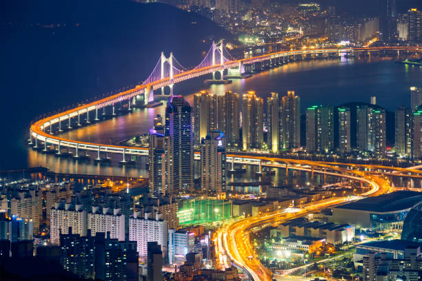istock Busan cityscape Gwangan Bridge at night 1128661999