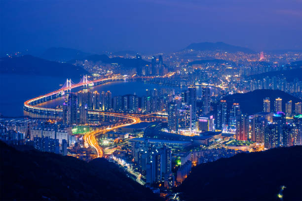 istock Busan cityscape Gwangan Bridge at night 1128662000