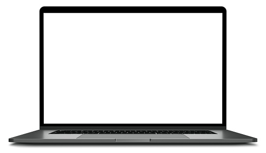 Portátil con pantalla en blanco aislada en fondo blanco photo