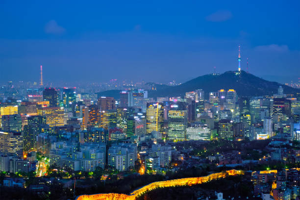 istock Seoul skyline in the night, South Korea. 1128662938