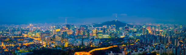 istock Seoul skyline in the night, South Korea. 1128662949