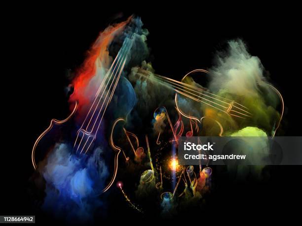 Violin Duet Stock Photo - Download Image Now - Orchestra, Backgrounds, Musical Note