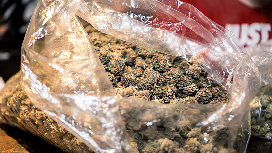 A Turkey Bag Full Of Cannabis Flowers Stock Photo - Download Image Now -  Cannabaceae, Cannabidiol, Cannabinoid - iStock