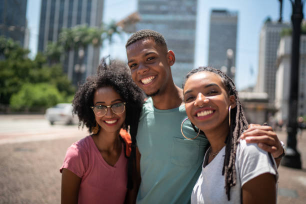 istock Young latinx group portrait in the city 1128669515
