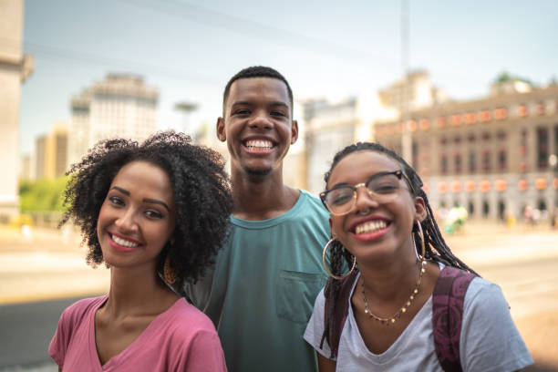 istock Young latinx group portrait in the city 1128669717