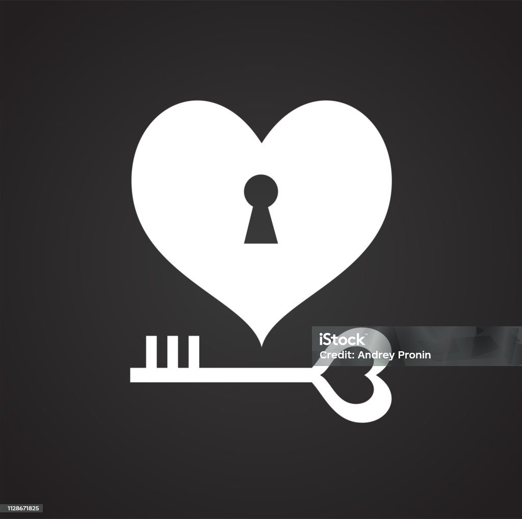 Trái Tim Bị Khóa Với Chìa Khóa Trên Nền Đen Hình minh họa Sẵn có ...