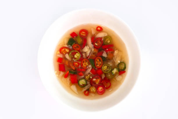 istock Chilli with fish sauce in white bowl.Thai style Sauce 1128671954