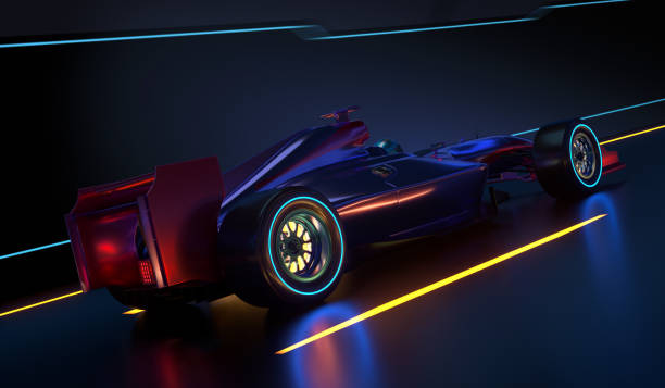 istock Race Car speeding along a futuristic tunnel 1128672447