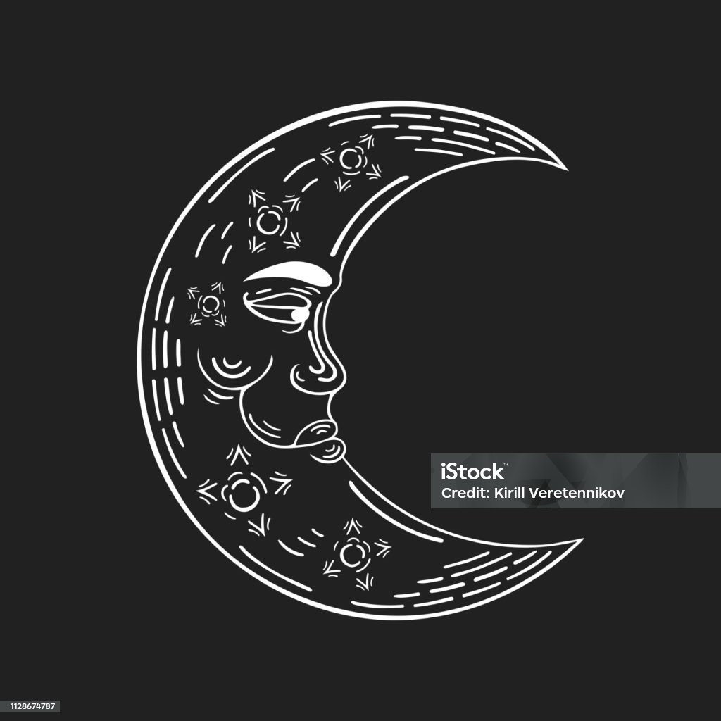 Bàn Tay Vẽ Mặt Trăng Lưỡi Liềm Theo Phong Cách Boho Vector ...