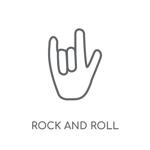 ilustrações de stock, clip art, desenhos animados e ícones de rock and roll linear icon. modern outline rock and roll  concept on white background from hands collection - symbol computer icon icon set monochrome