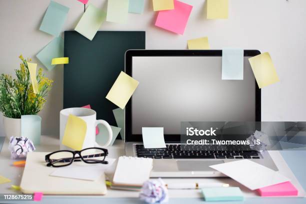 Busy Office Working Lifestyle Concept Image Stock Photo - Download Image Now - Desk, Messy, Busy