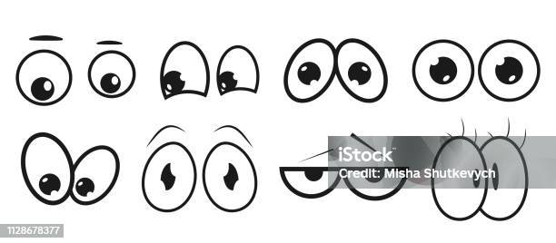 Eyes Set Abstract Eye Expression Collection Of Kids Face Elements For Your Design High Quality Original Trendy Vector Set Of Cartoon Eyes Stock Illustration - Download Image Now