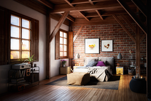 Digitally generated fashionable warm and cozy interior with a double bed and high quality home decor(s)/prop(s).

The scene was rendered with photorealistic shaders and lighting in Autodesk® 3ds Max 2016 with V-Ray 3.6 with some post-production added.