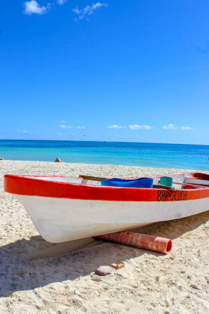 istock Fishing boat in Playa del Carmel, Mexico 1128679617