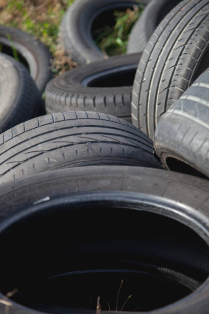 istock Old polluting tyres at the landfill 1128682845
