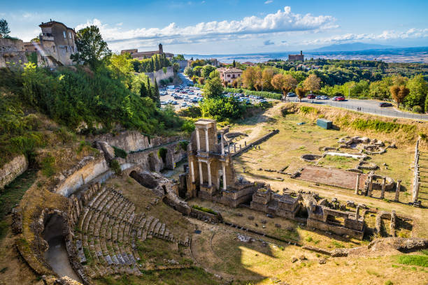 The Roman Theatre In Volterra - Tuscany, Italy stock photo