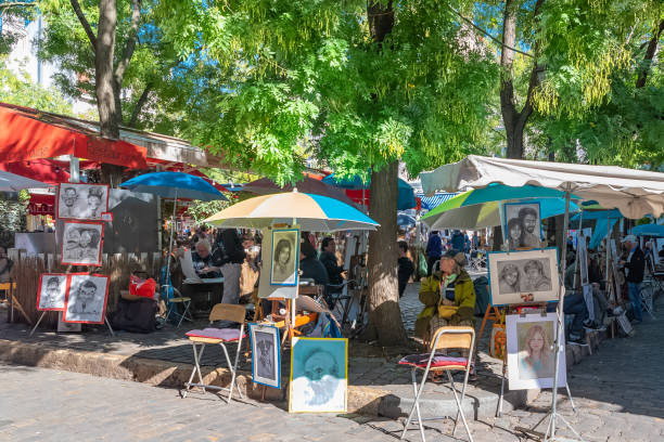 Montmartre, Paris, September 26th, 2018, the famous place du Tertre with painters