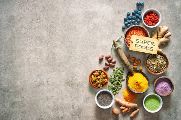 istock Various colorful superfoods in bowls 1128687102