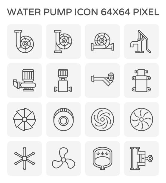 ikona pompy wody - pipe water pipe pipeline steel stock illustrations