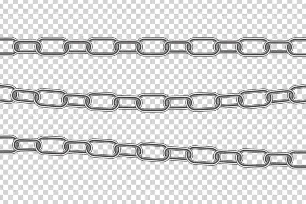 Vector illustration of Vector set of realistic isolated metal silver chain for template decoration and template covering on the transparent background.