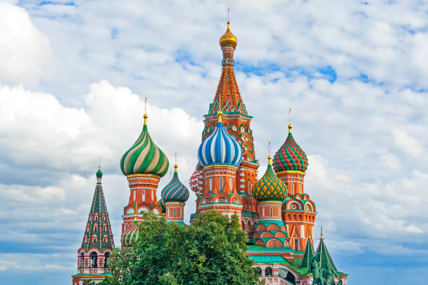 istock View on a St. Basil's Cathedral on Red Square in Moscow (Russia) against a cloudy sky 1128695292