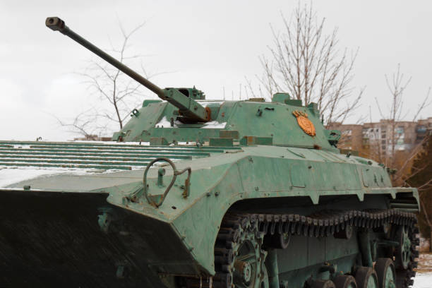 istock Infantry fighting vehicle in post as a monument 1128696805