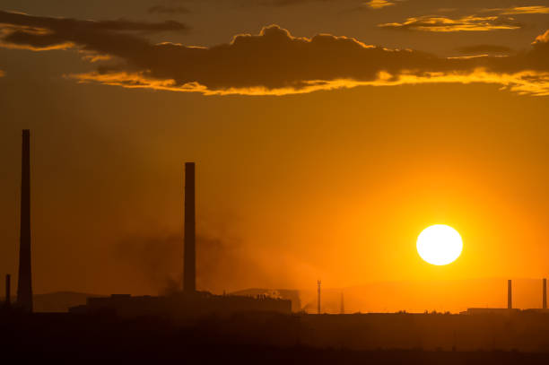 Metal structures and pipes of the plant, industrial landscape, single-industry industry.