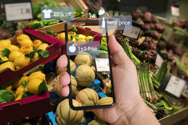 istock E-commerce augmented reality marketing in supermarket mobile phone app AI artificial intelligence 1128699739