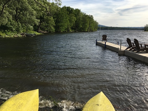 Kyaks near the dock in Maine